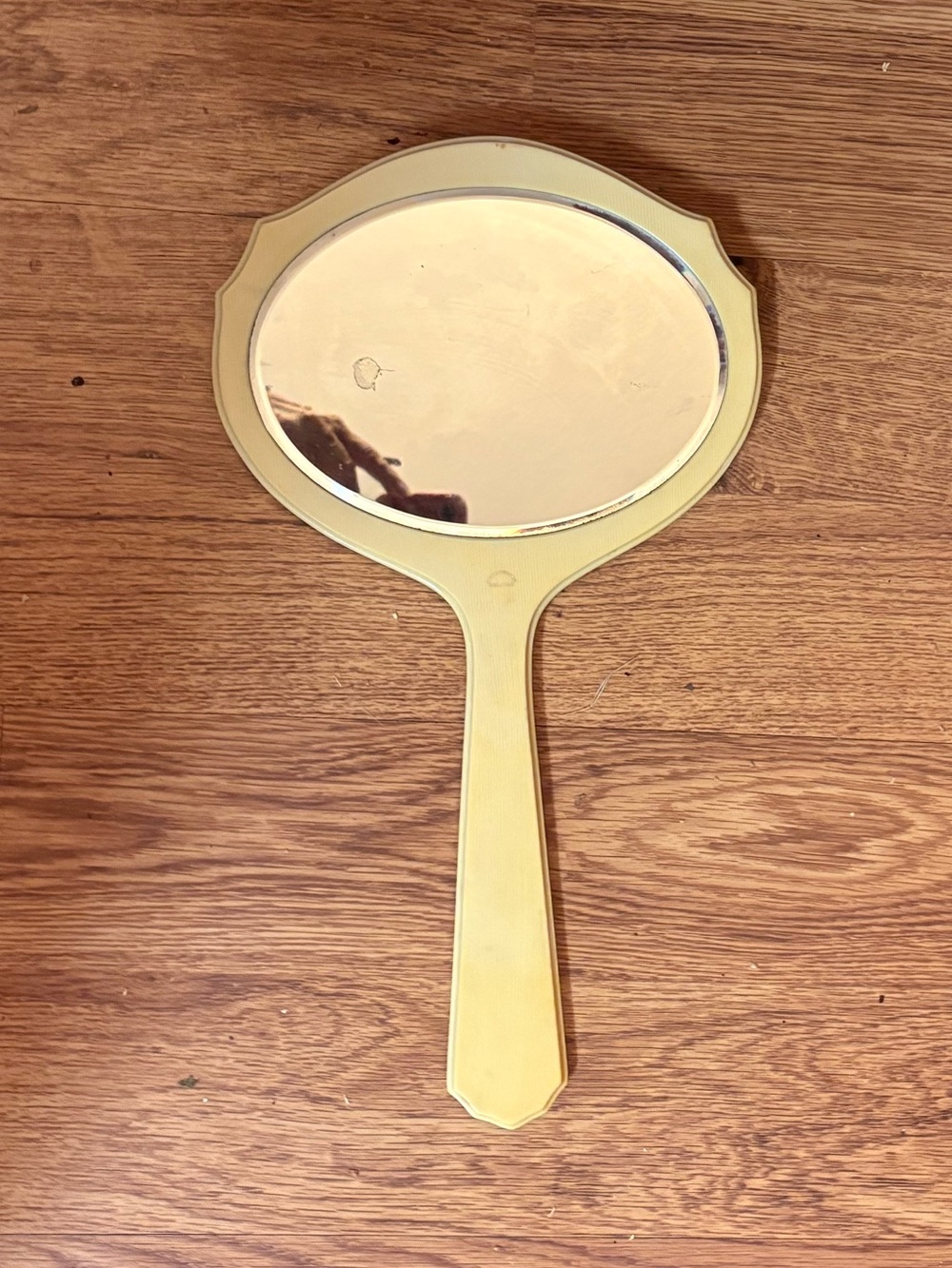 Vintage Art Deco Mirror Ivory Pyralin  hand held 15 inch Vanity Mirror